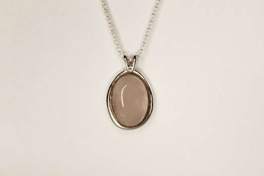Rose Quartz Mixed Metal Pendant