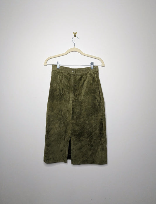 Green Suede Skirt - Size 6