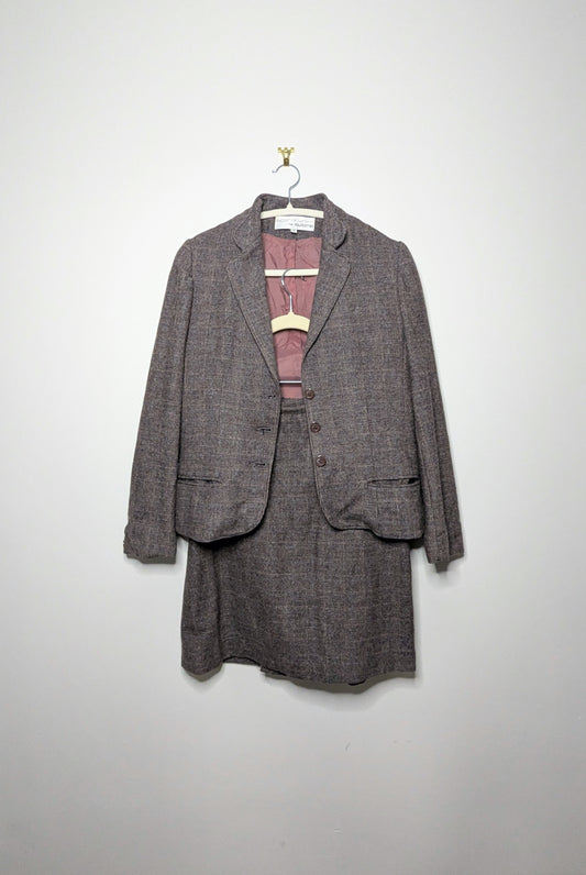 Plaid Wool Suiting Set - Size 8 (Vintage)