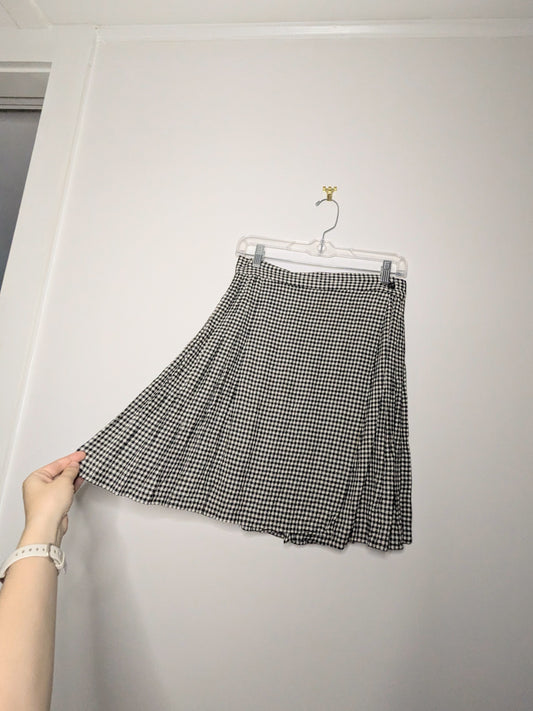 Wool Blend Gingham Skirt - Vintage Size 8