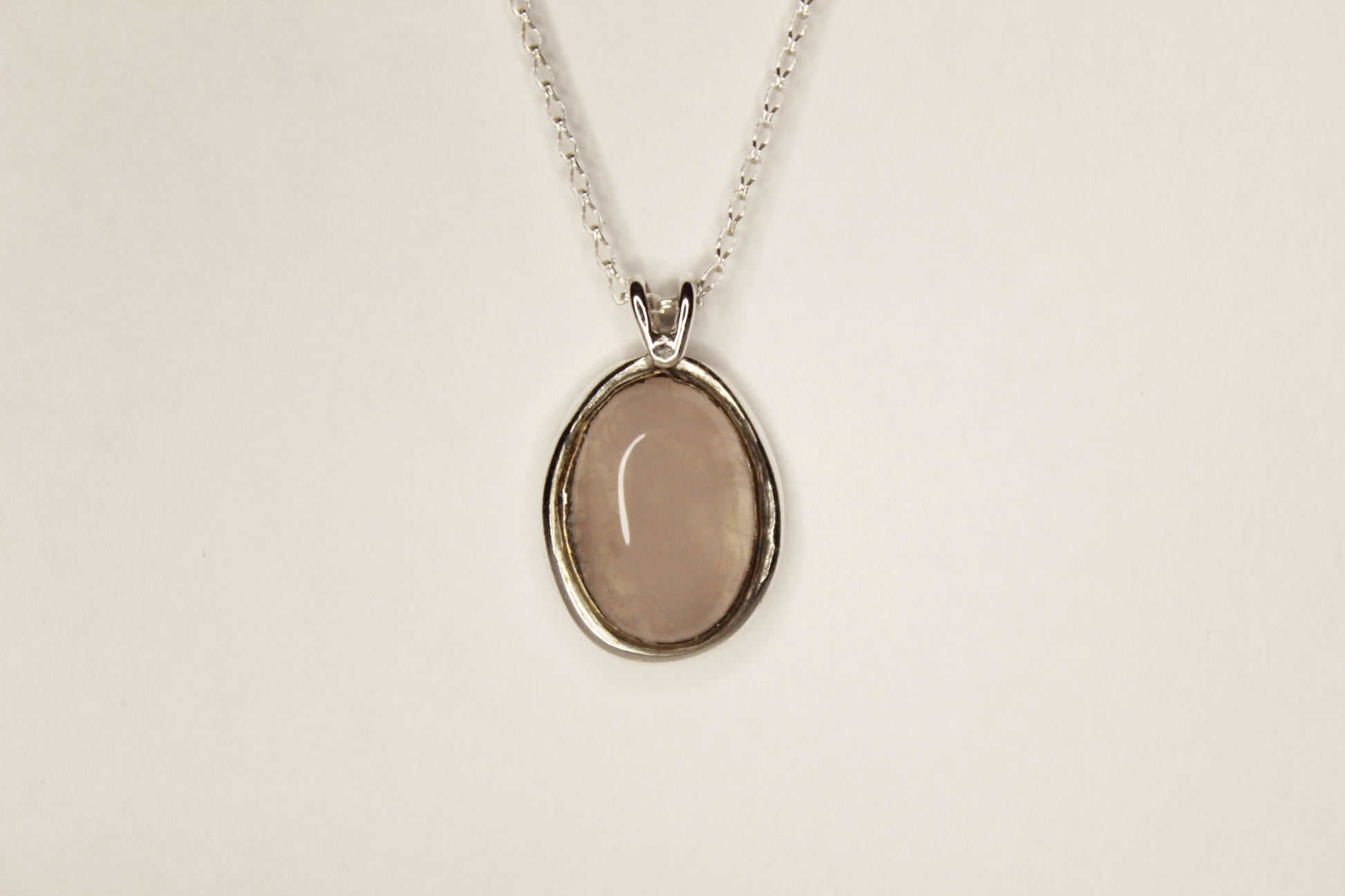 Rose Quartz Mixed Metal Pendant