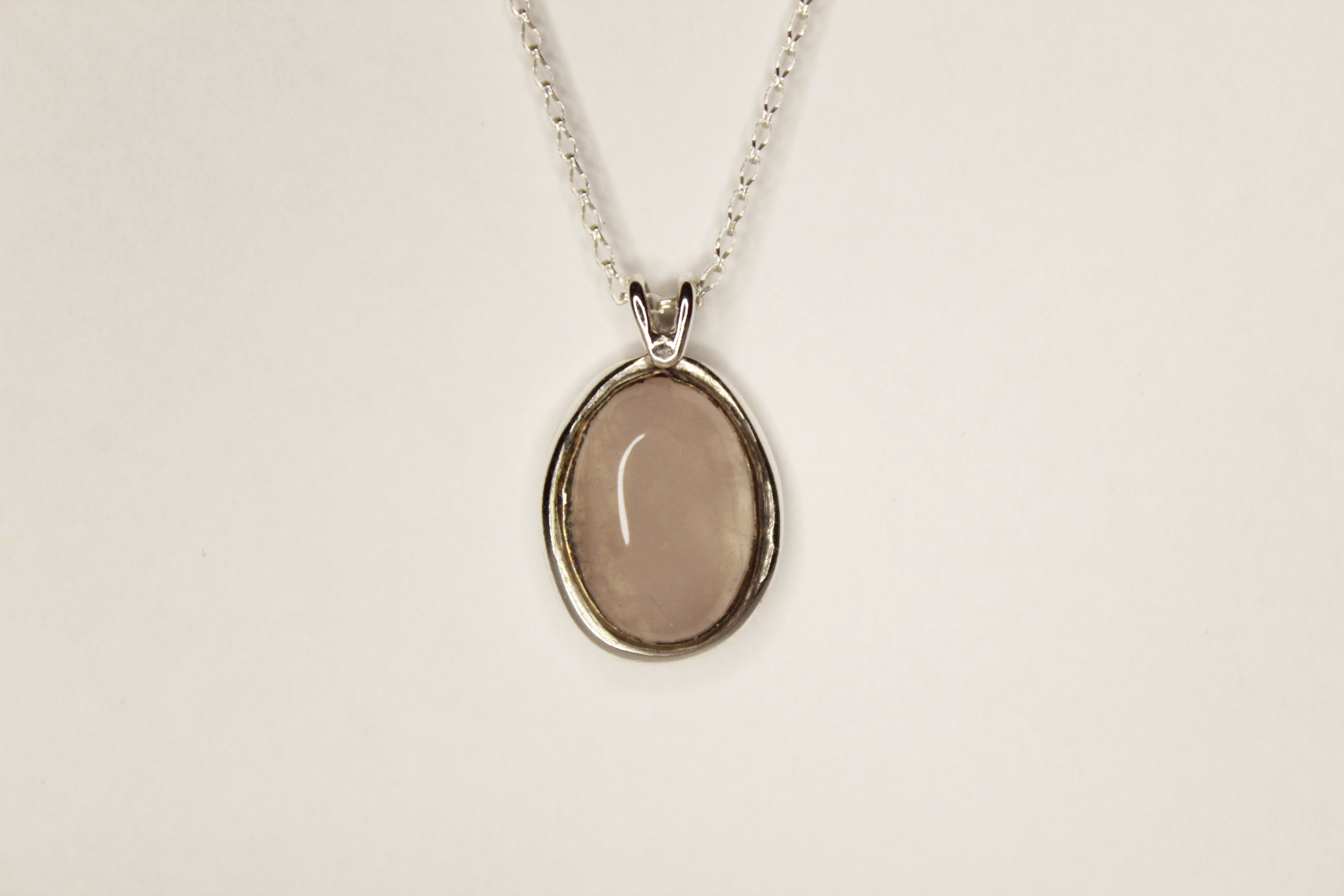 Rose Quartz Mixed Metal Pendant