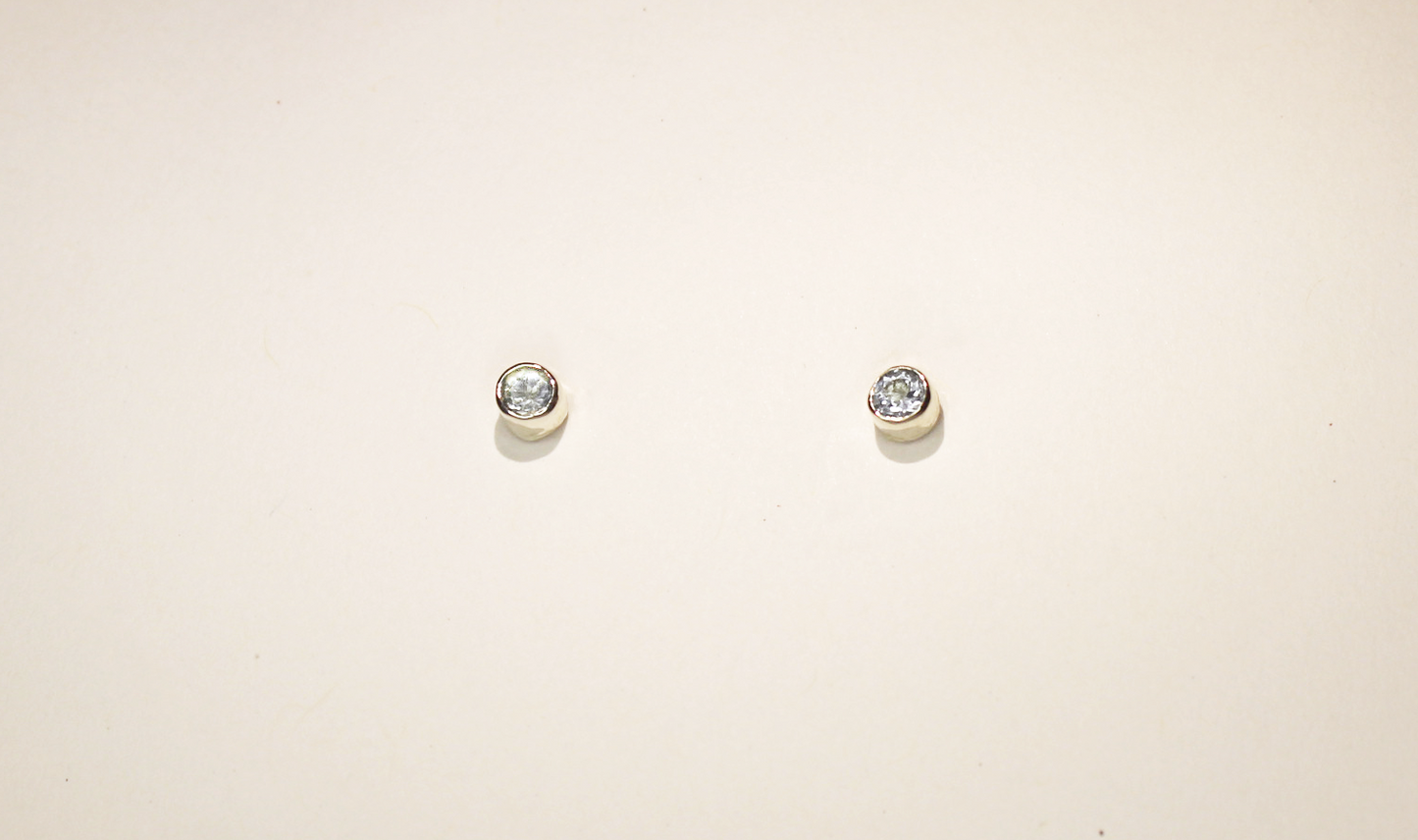 Aquamarine Bezel Studs