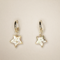 Star Drop Hoop Earrings
