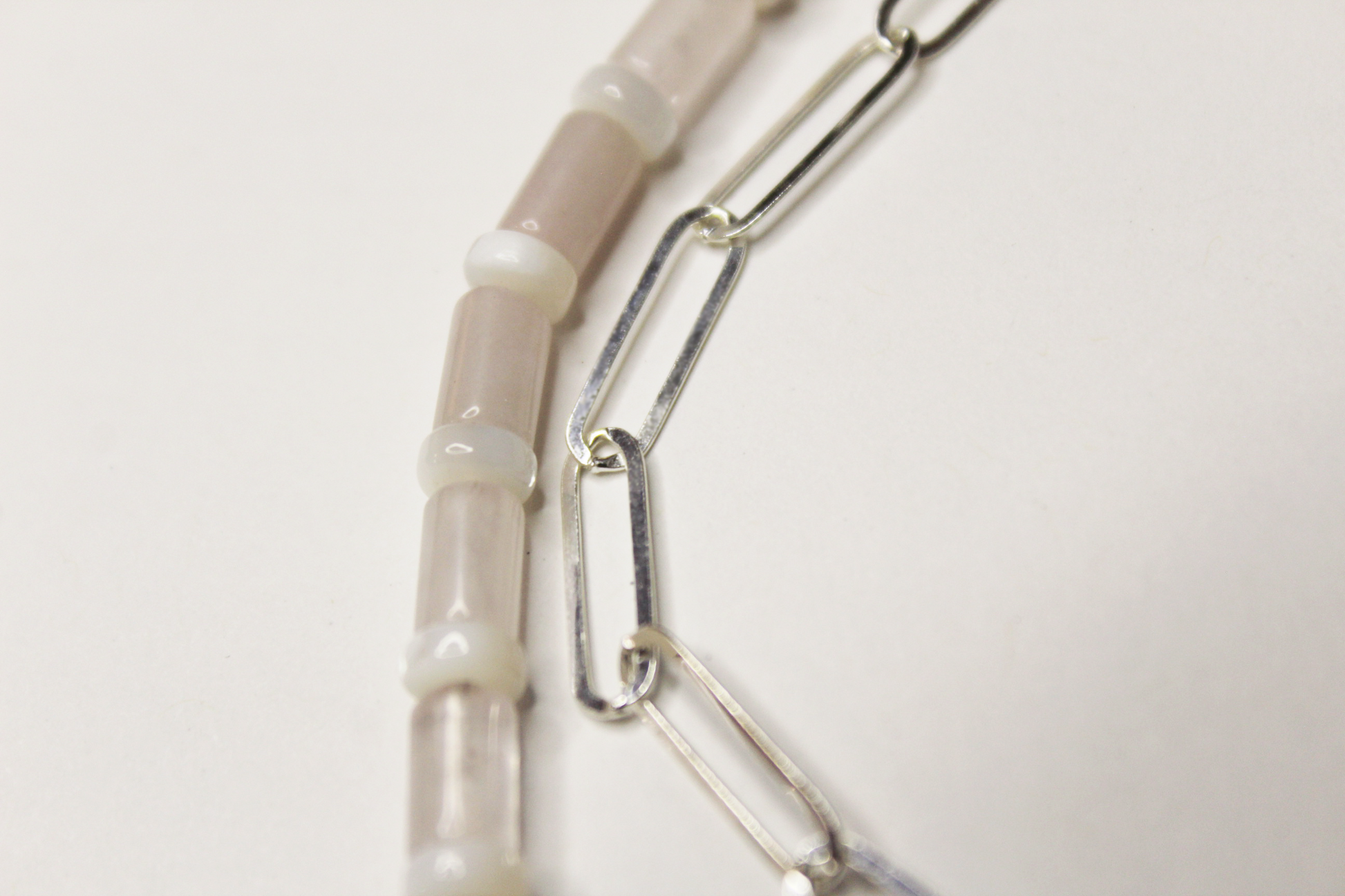 Rose Quartz and Paperclip Chain Necklace