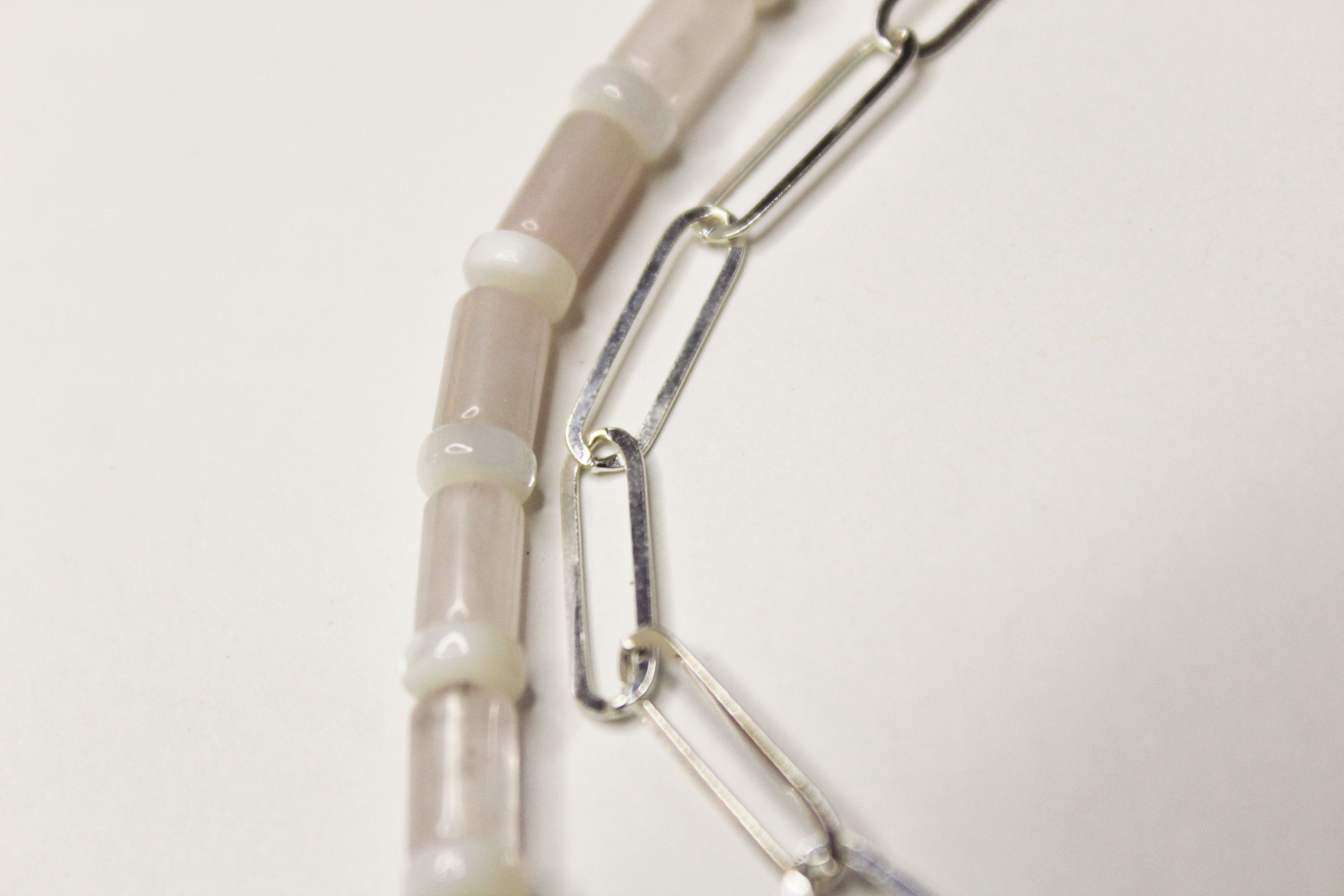 Rose Quartz and Paperclip Chain Necklace