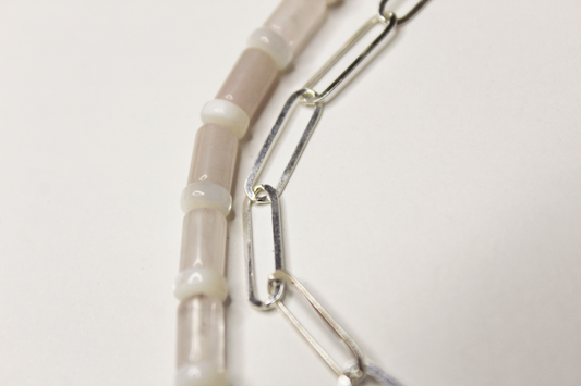Rose Quartz and Paperclip Chain Necklace