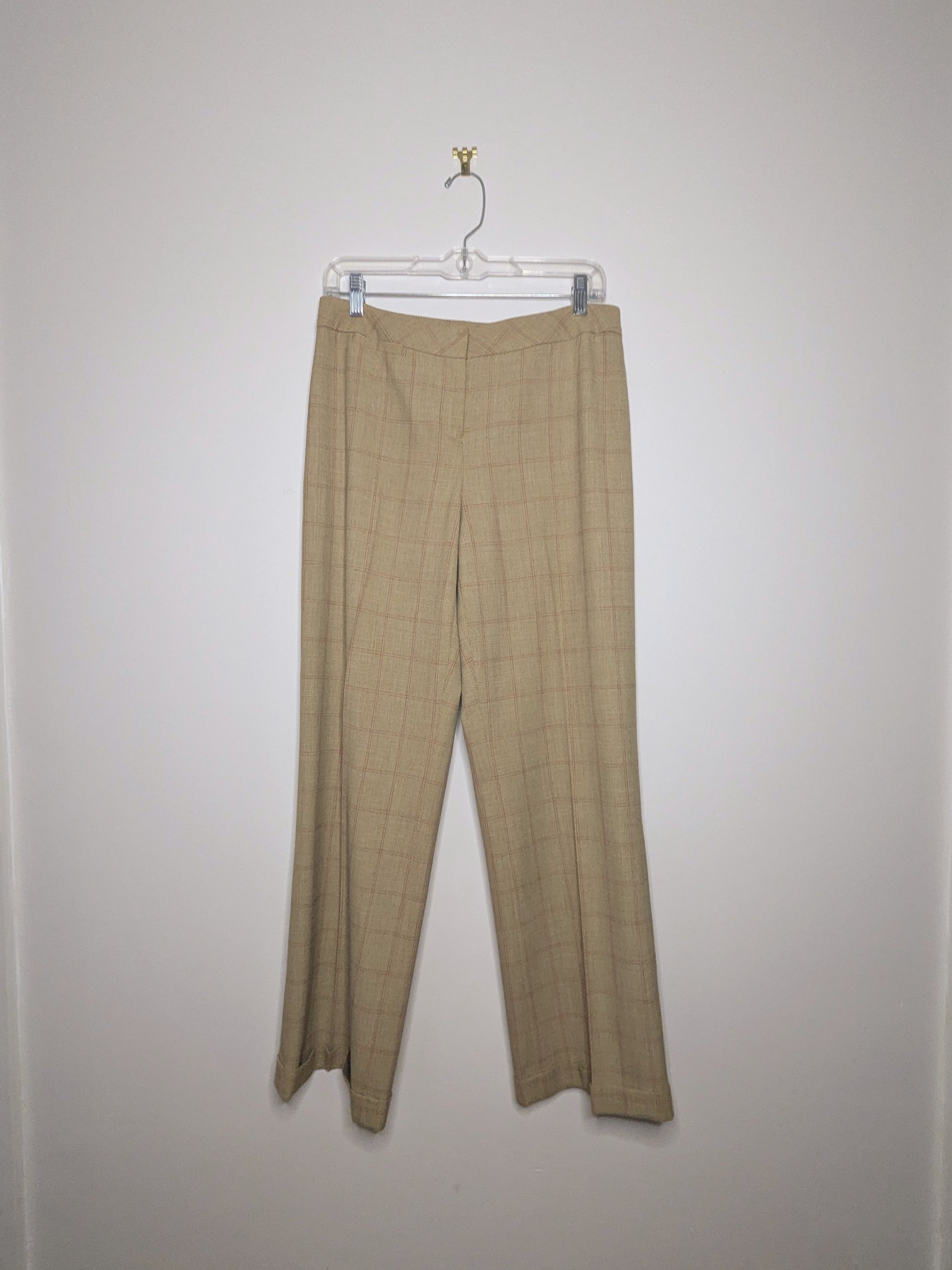 Tan and Red Oversize Check Pant - Size 8P