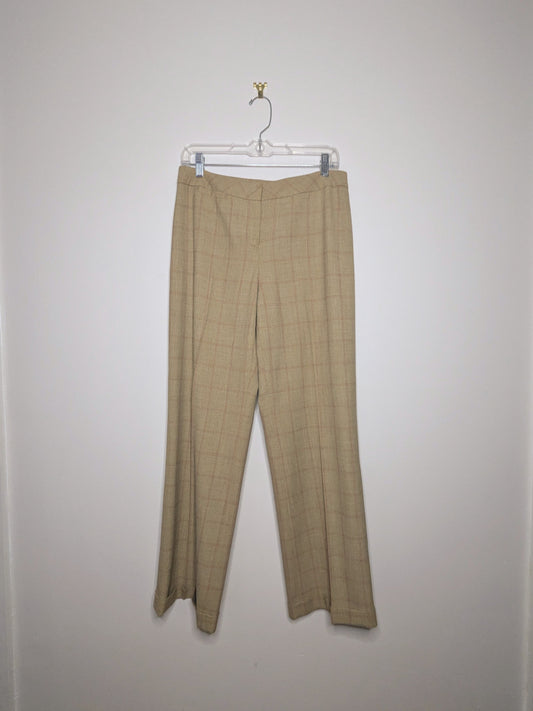 Tan and Red Oversize Check Pant - Size 8P