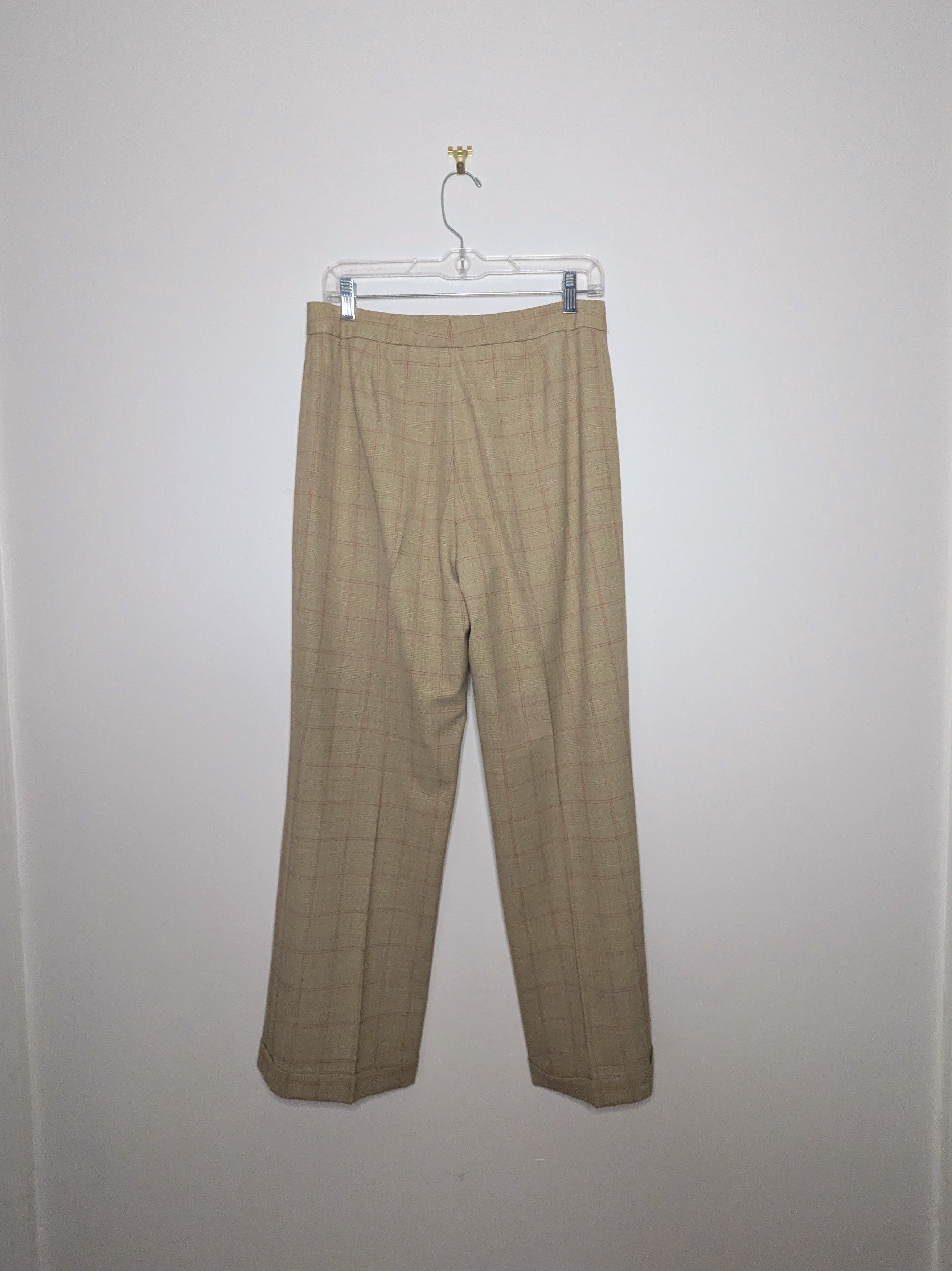 Tan and Red Oversize Check Pant - Size 8P
