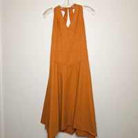 Contrast Stitch Cotton V Neck Dress - Large