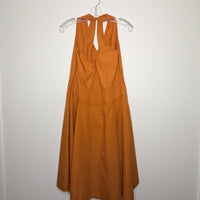 Contrast Stitch Cotton V Neck Dress - Large
