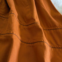 Contrast Stitch Cotton V Neck Dress - Large