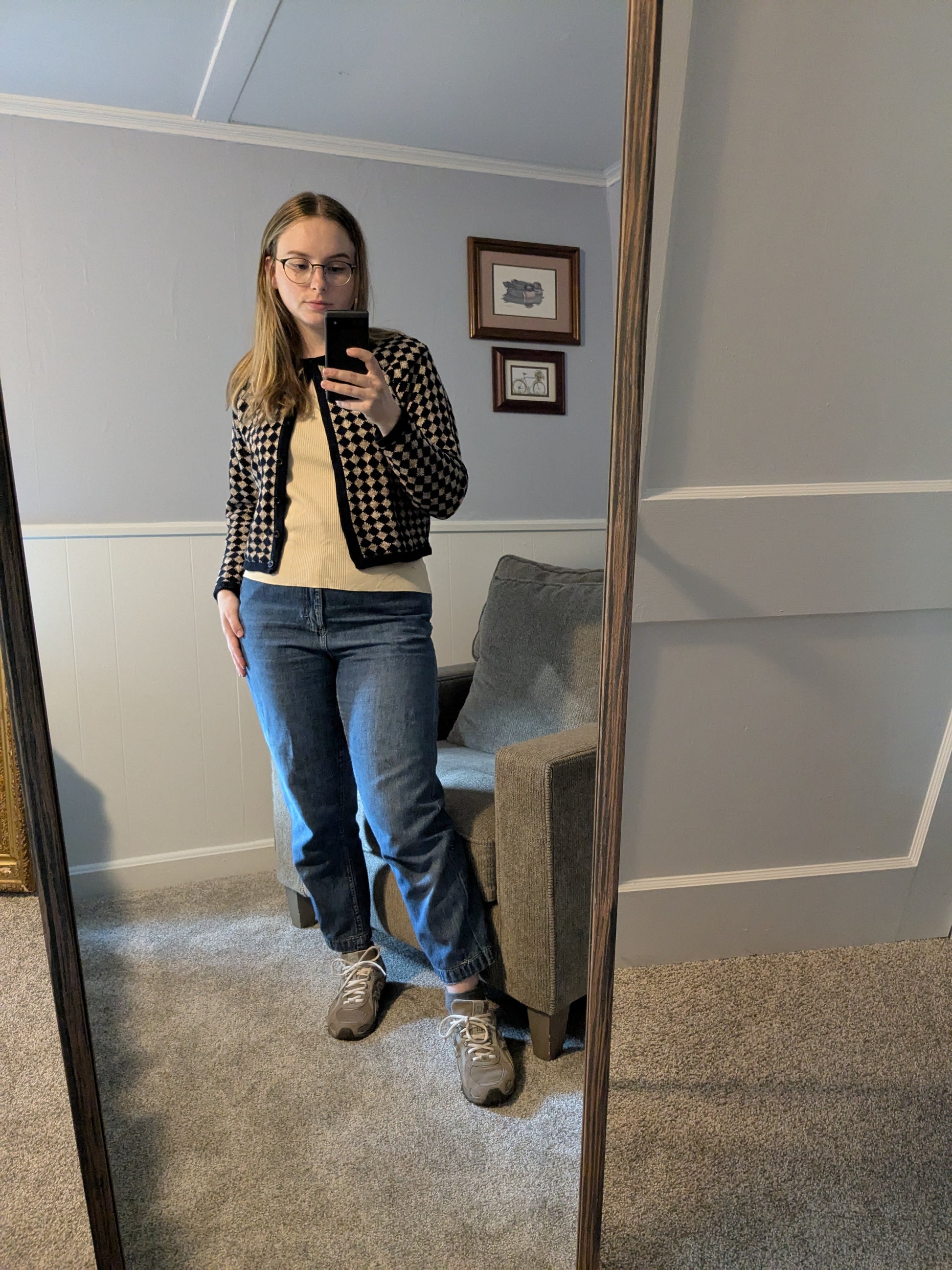 Patterned Ramie Cardigan - Small