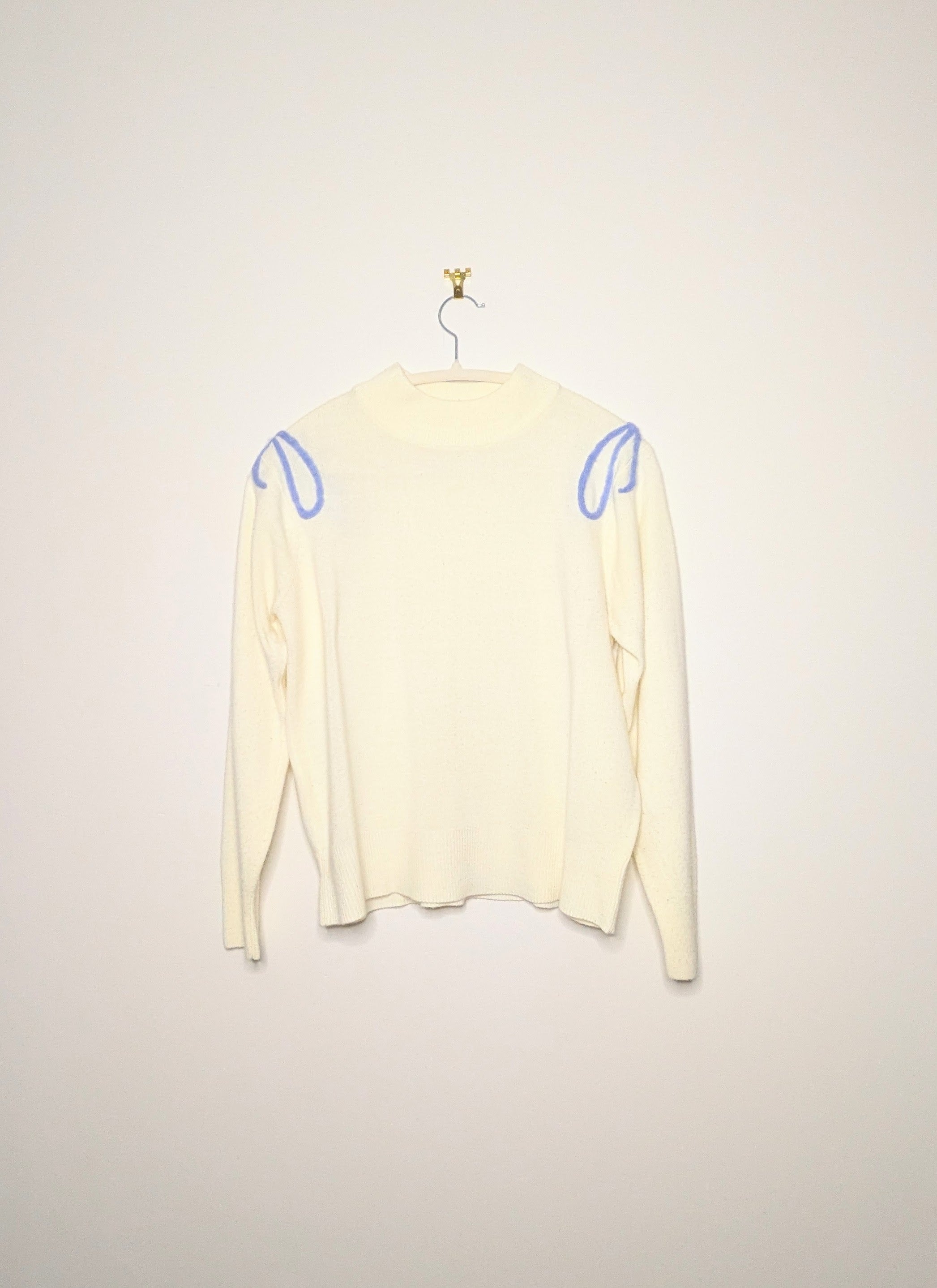 Hand Felted Bow Sweater - Medium