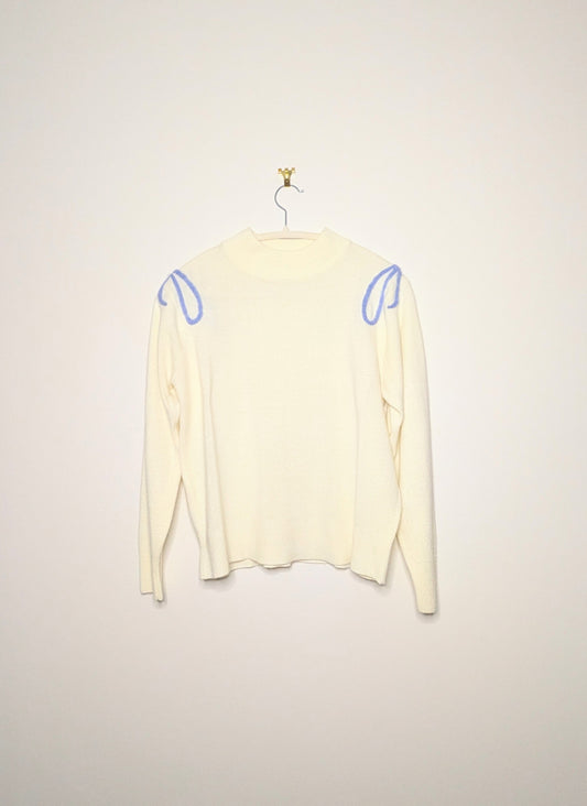 Hand Felted Bow Sweater - Medium