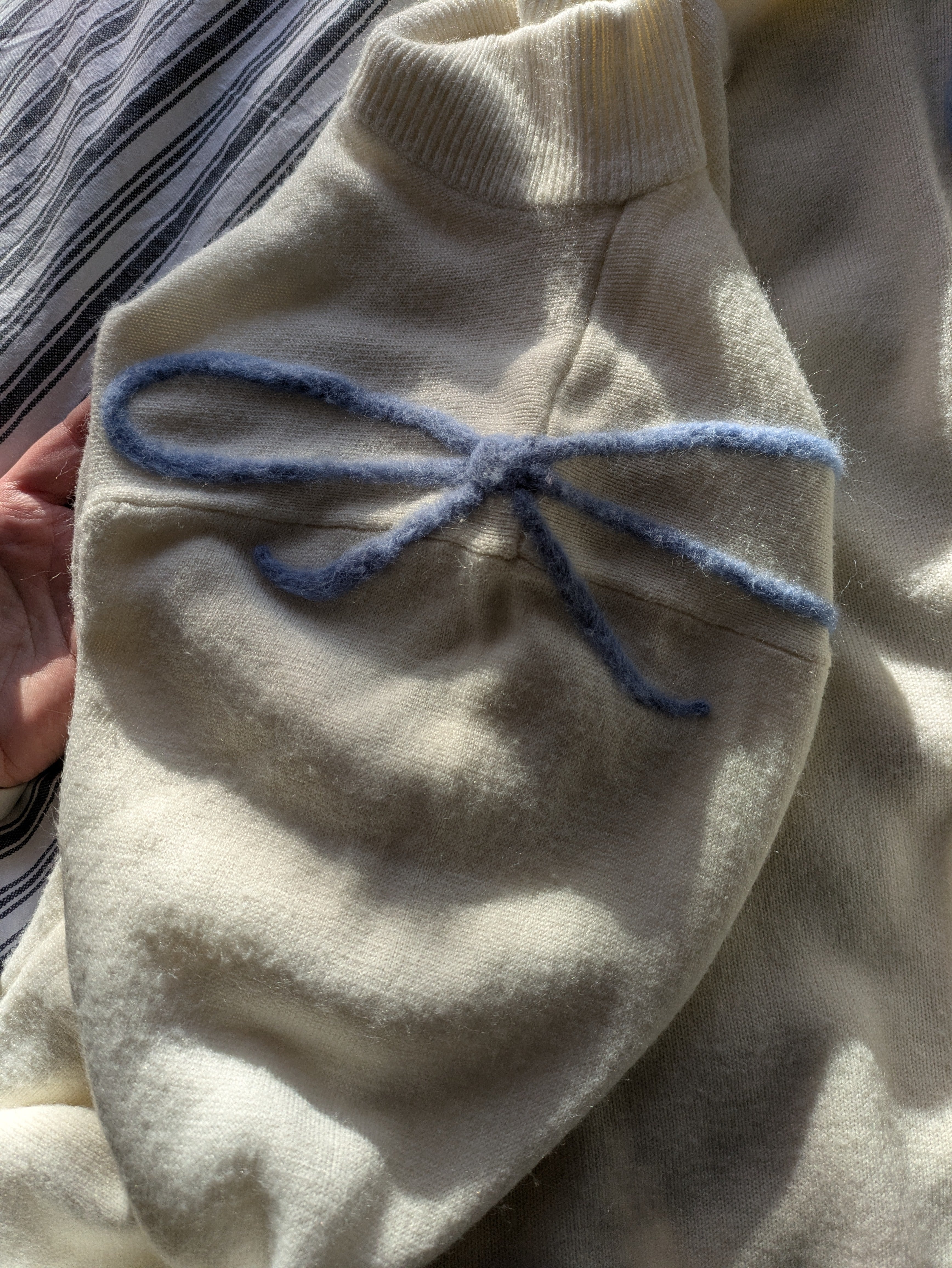 Hand Felted Bow Sweater - Medium