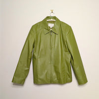 Avocado Green Leather Jacket - Medium