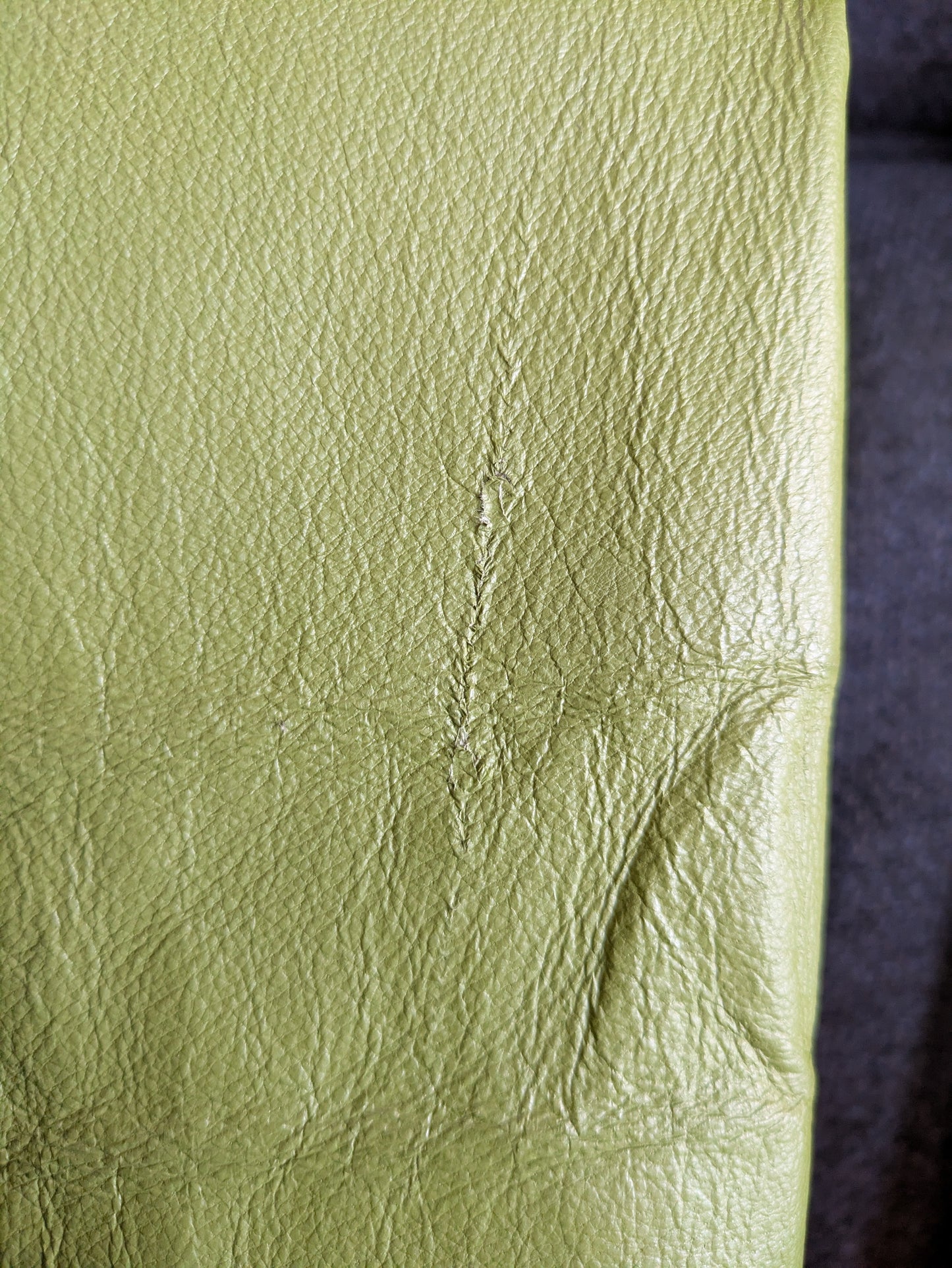 Avocado Green Leather Jacket - Medium