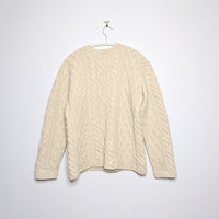 Cable Knit Wool Sweater - Medium