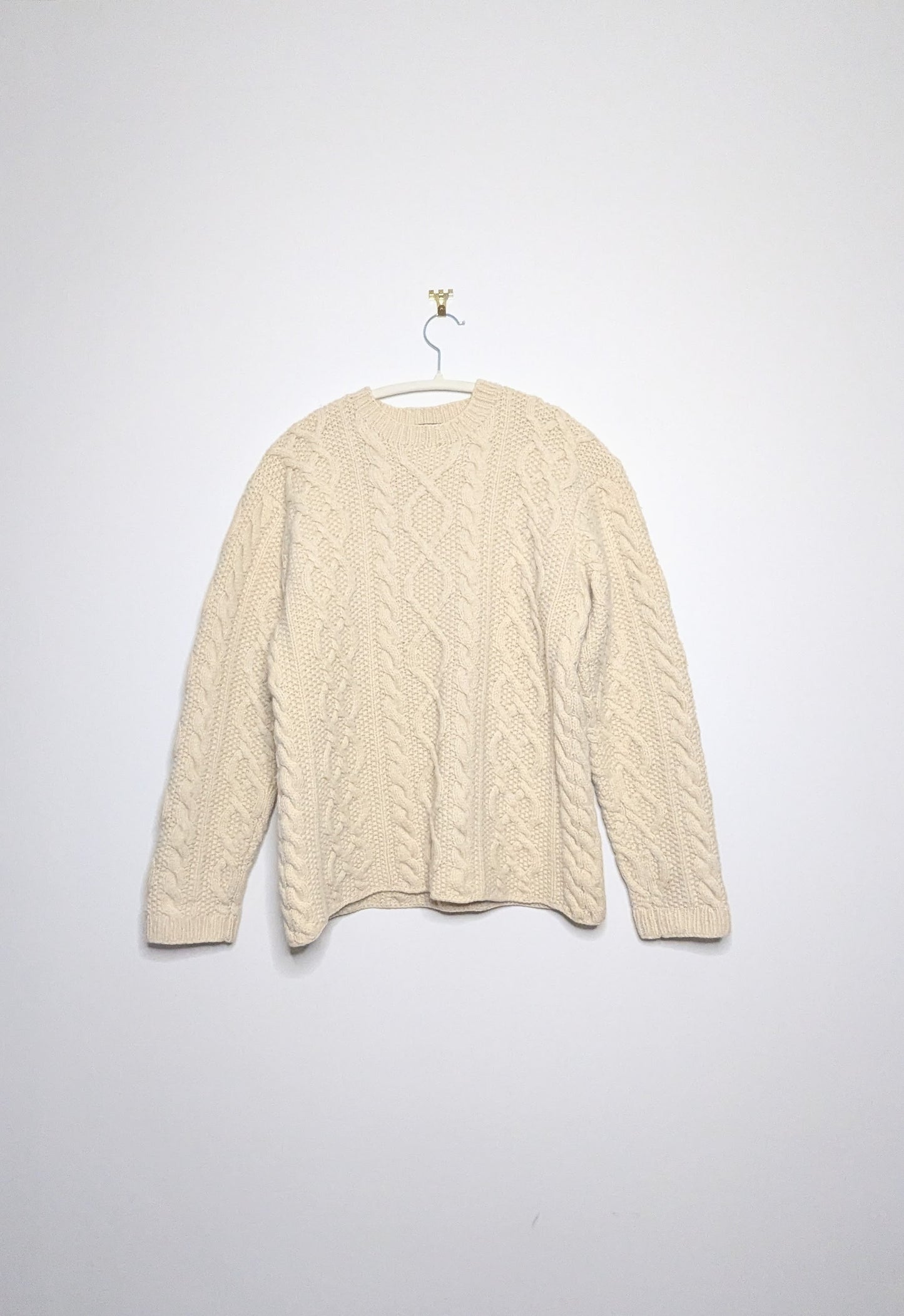 Cable Knit Wool Sweater - Medium