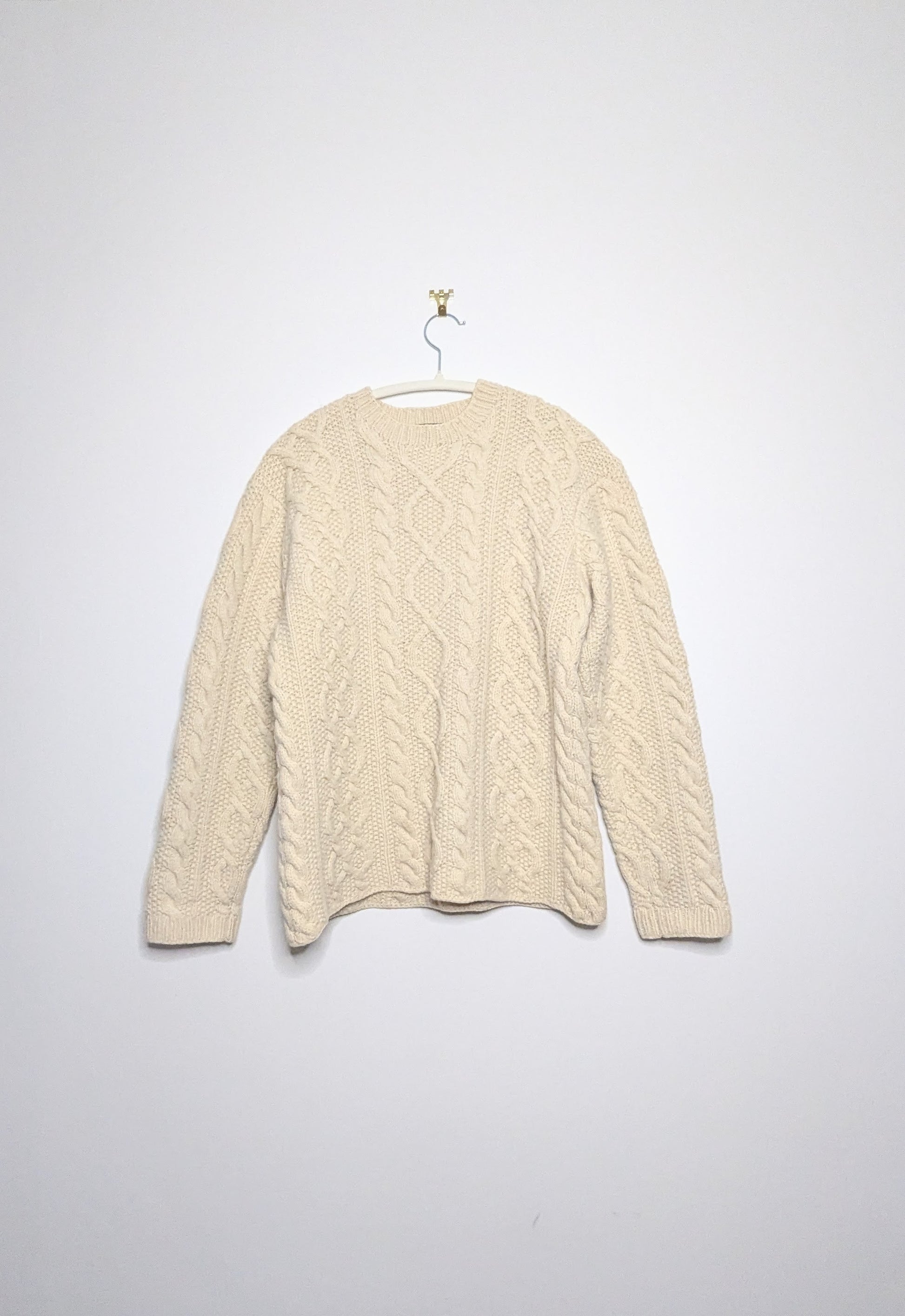 Cable Knit Wool Sweater - Medium