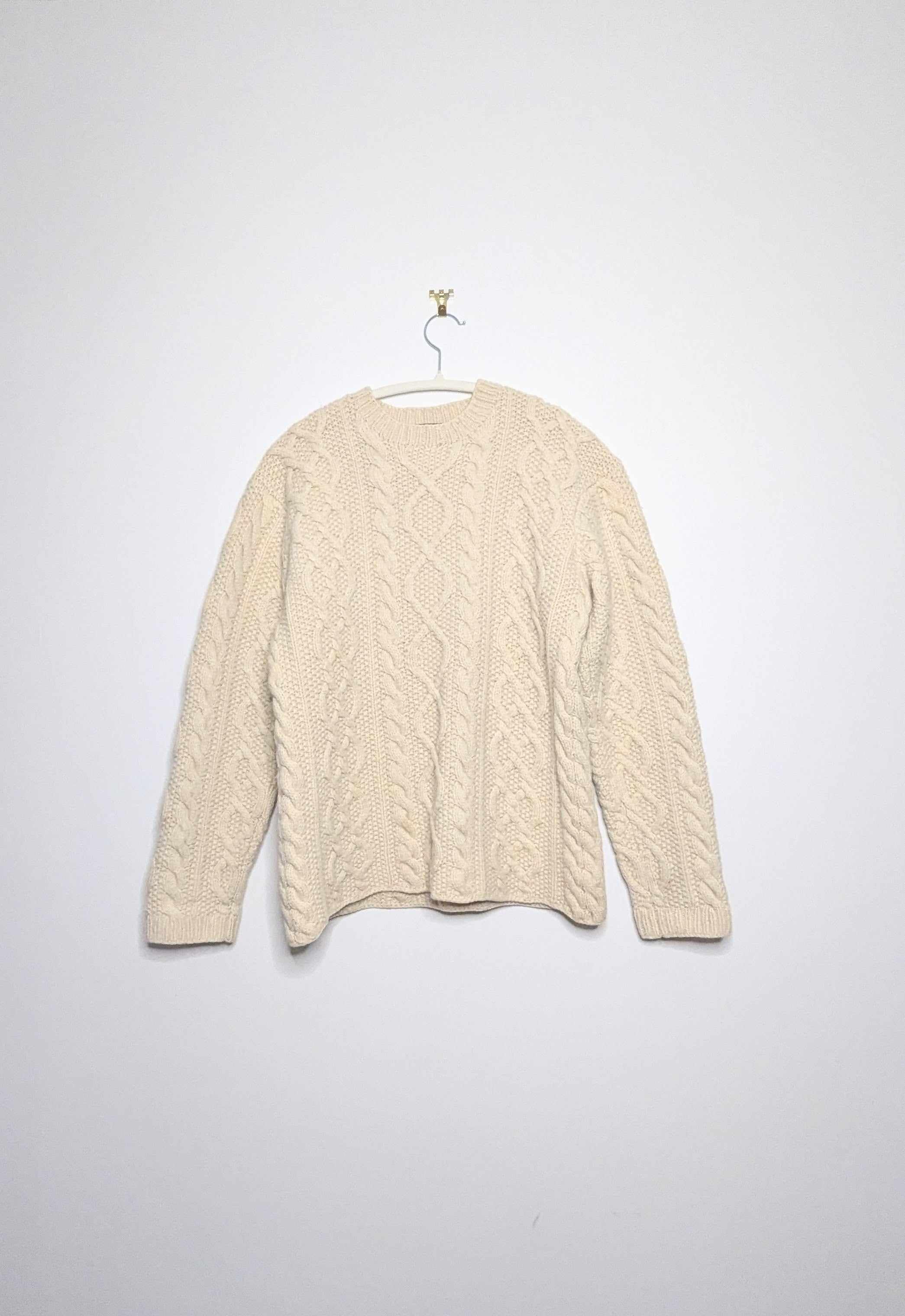 Cable Knit Wool Sweater - Medium