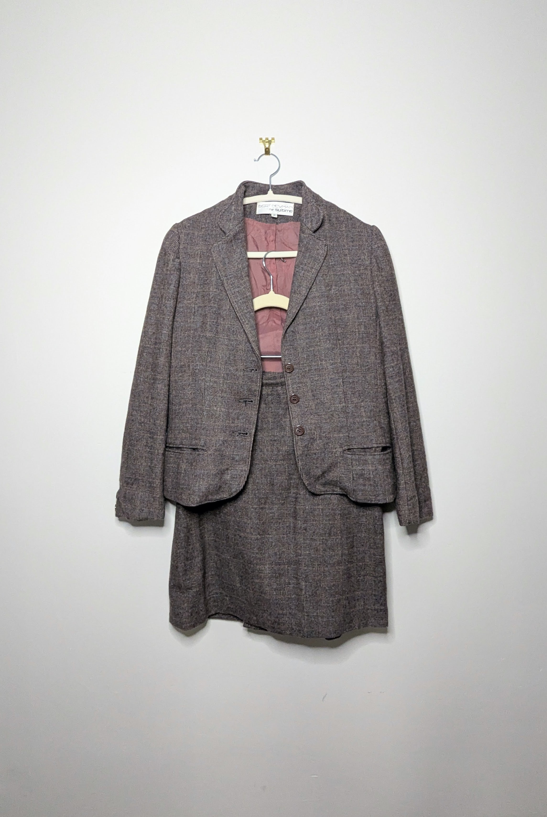 Plaid Wool Suiting Set - Size 8 (Vintage)