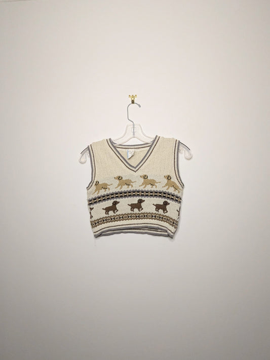 Dog Motif Sweater Vest - Small