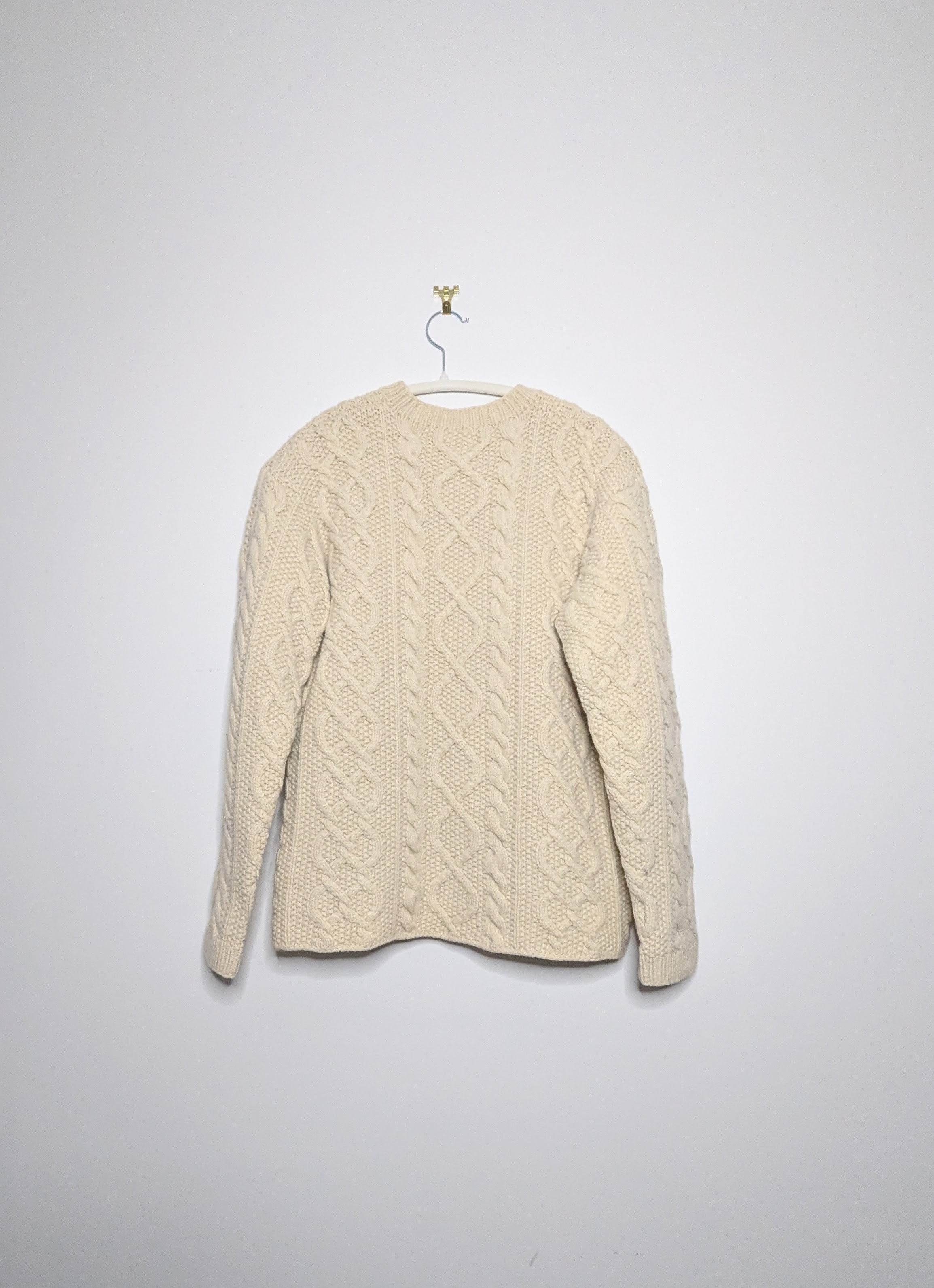 Cable Knit Wool Sweater - Medium