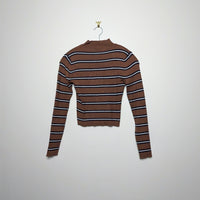 90s Mock Neck Striped Sweater - S/M