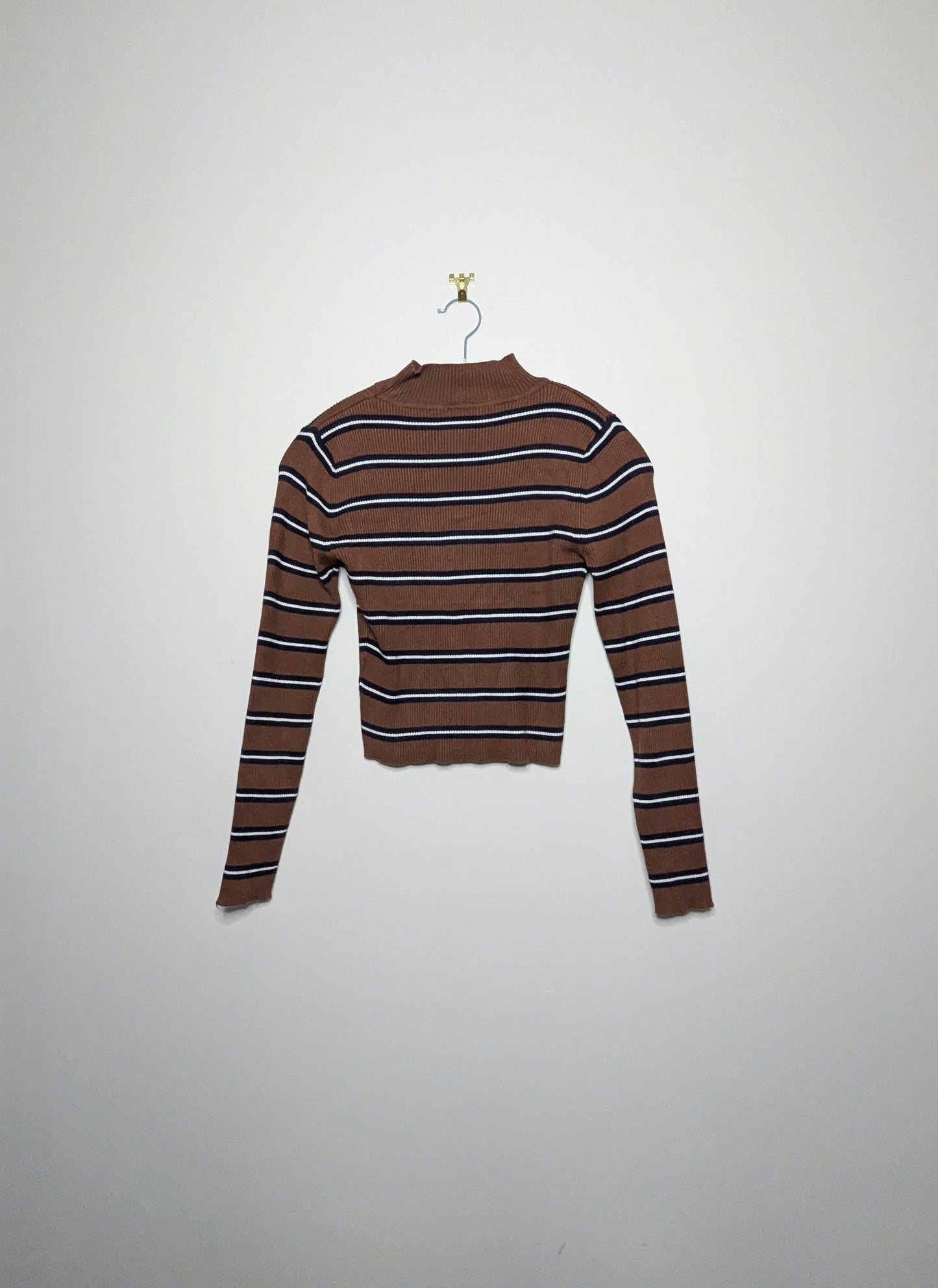 90s Mock Neck Striped Sweater - S/M
