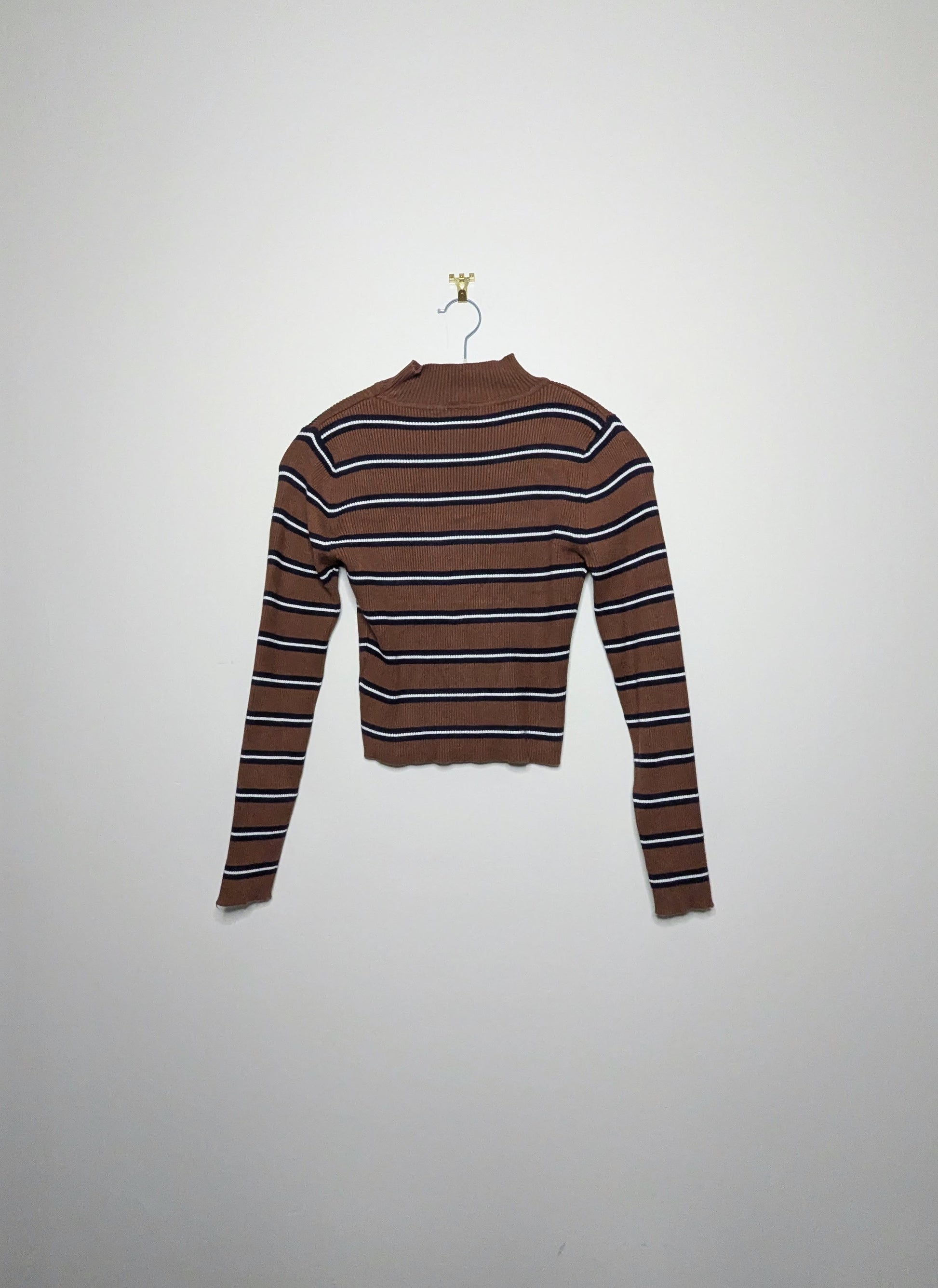 90s Mock Neck Striped Sweater - S/M