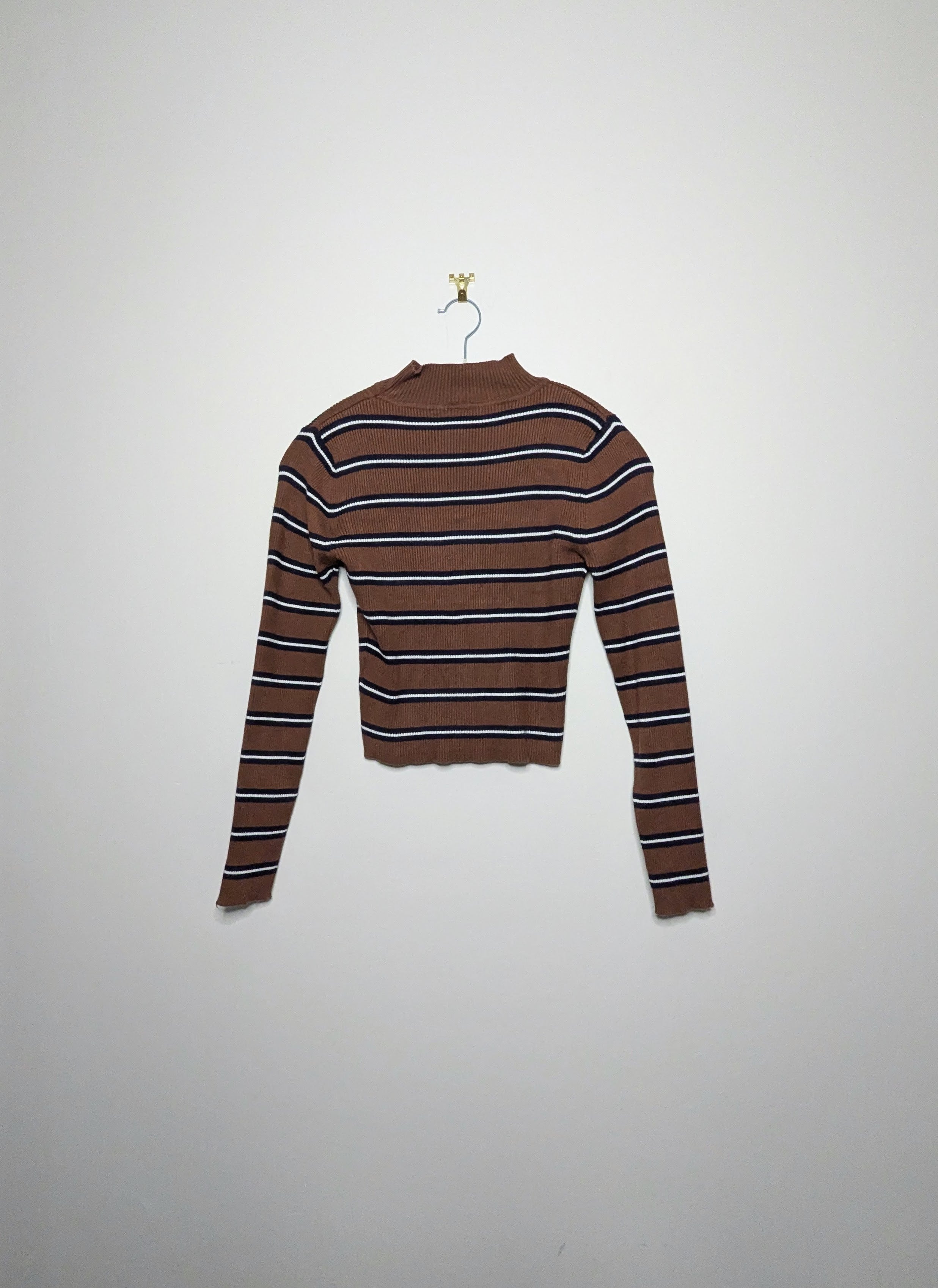 90s Mock Neck Striped Sweater - S/M