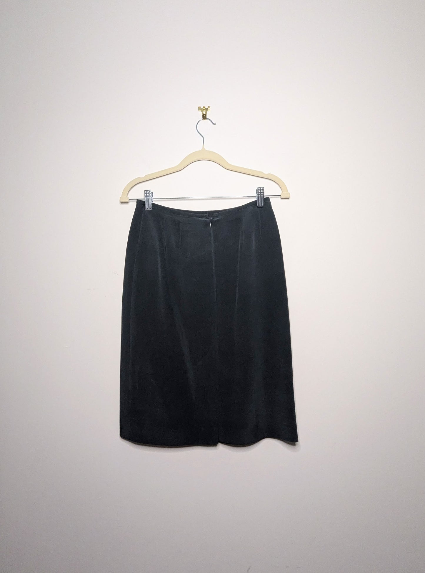 Slate Blue Silk Skirt - 4 Petite