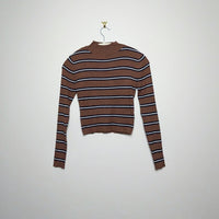 90s Mock Neck Striped Sweater - S/M