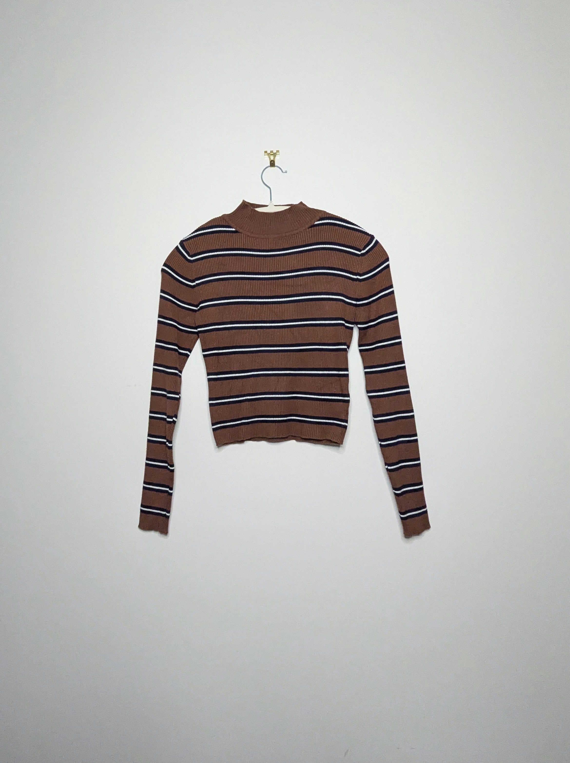 90s Mock Neck Striped Sweater - S/M