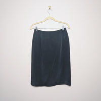 Slate Blue Silk Skirt - 4 Petite
