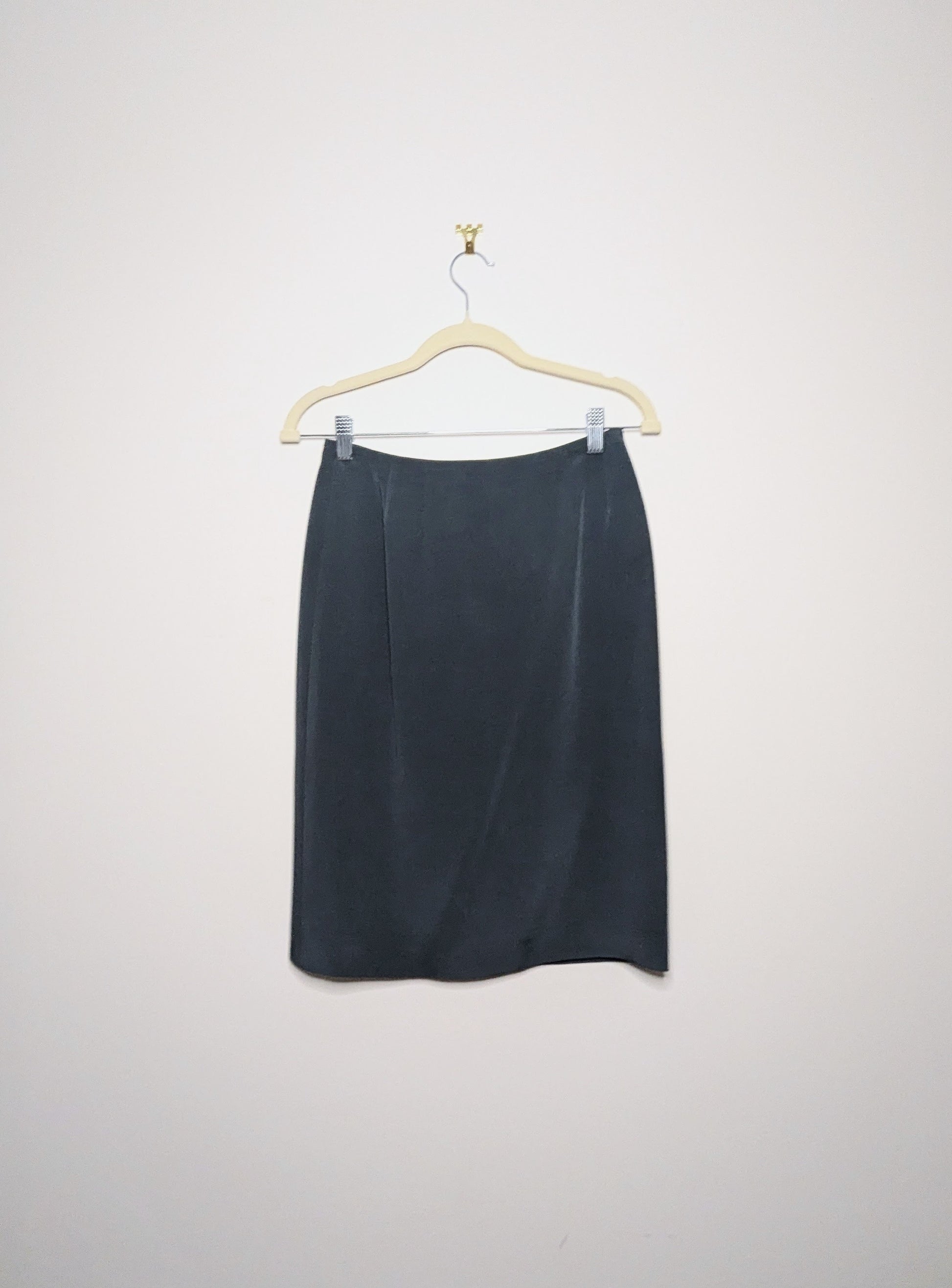 Slate Blue Silk Skirt - 4 Petite