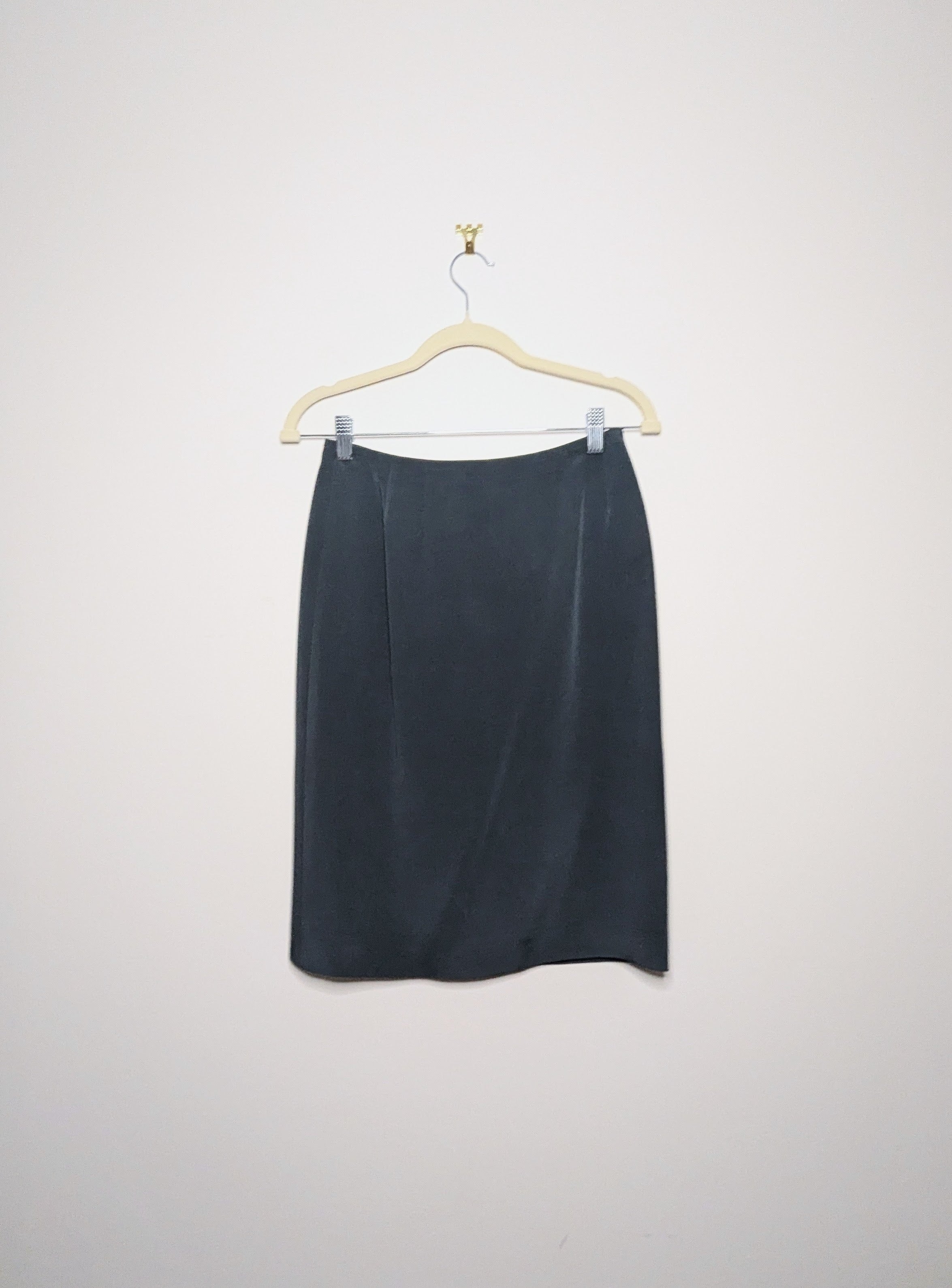 Slate Blue Silk Skirt - 4 Petite