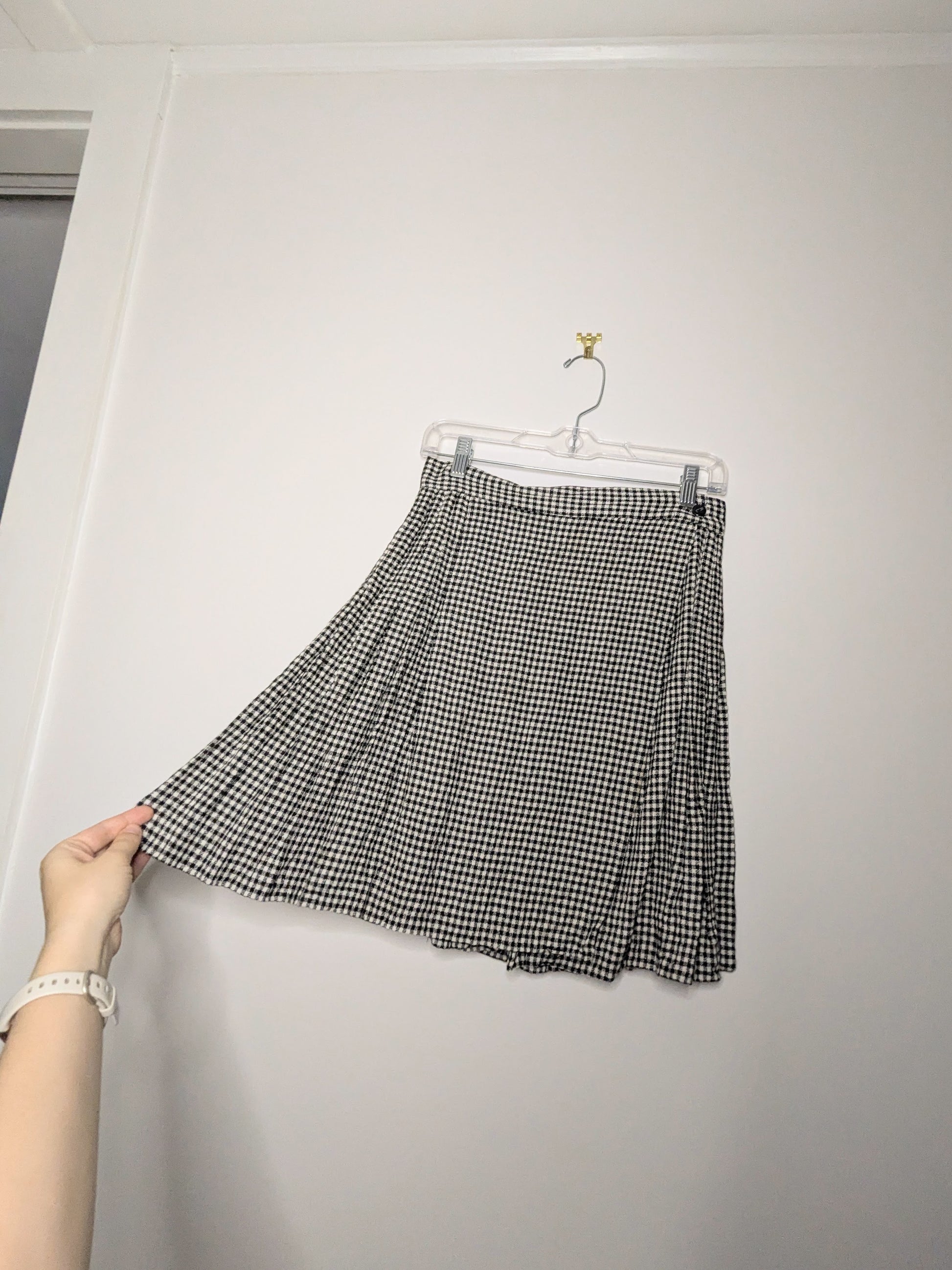 Wool Blend Gingham Skirt - Vintage Size 8
